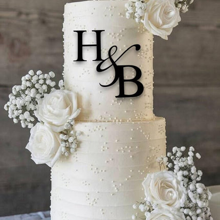 Personalized Wedding Cake Charm, Custom Monogram Side Topper - 30 colors to choose from