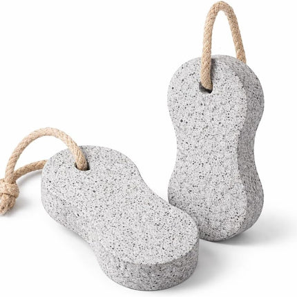 Pumice Stone Pack of 2 Natural Volcanic Stones for Gentle Exfoliation, Callus and Dead Skin Removal, Safe for Feet and Hands