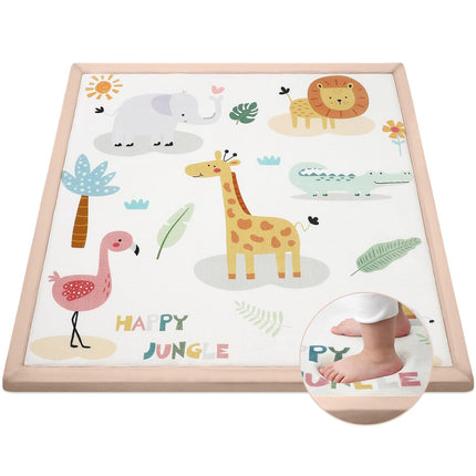 50"×50" Baby Play Mat for Floor & Playpen, 1.2" Thick High-density Foam Nursery Mat for Tummy Time, Soft Plush Carpet with Non-slip Bottom for Infant Toddler Baby Crawling & Playing (Animals)