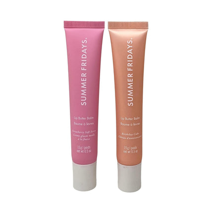 Summer Fridays Lip Butter Balm Sweet Pink Duo - Conditioning Tinted Lip Balm + Overnight Mask for Instant Shine + Color - Infused with Hydrating Shea Butter - Pink Sugar + Birthday Cake (2 Count)