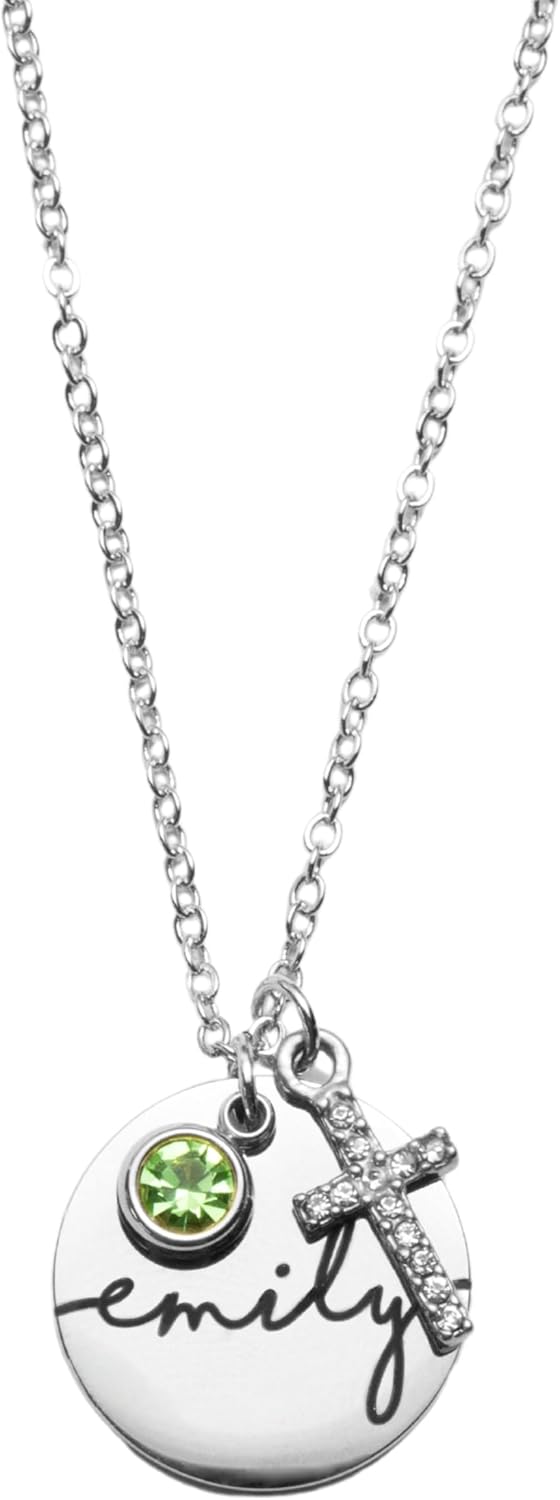 Personalized Name Birthstone Cross Necklace for Women - photo 4