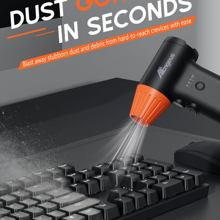 ATEngeus HF600-Pro Compressed Air Duster, 130000RPM Super Power Cordless Electric Air Duster, Rechargeable Handheld Air Blower for PC, Keyboard, Devices, Car, House Cleaning, Car Snow Blower, 3 Gear