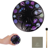 Mini Rain Drum, 3 Inches 6 Notes Portable Steel Tongue Drum with Mallet