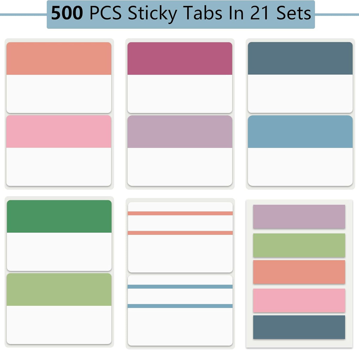 500 PCS Book Tabs 2 Inch Sticky Index Tabs, Colored Page Markers Repositionable Tags Reading Tabs Self - photo 2