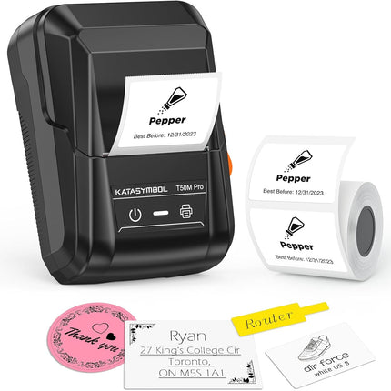 SUPVAN T50M Pro Bluetooth Label Maker Machine with Tape, Wide Waterproof Label, Versatile App with 30+ Fonts and 660+ Icons, Inkless Labeler for Home, Kitchen, School, Office Organization, Black