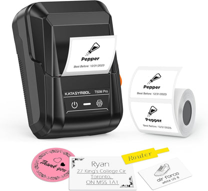 Pro Bluetooth Label Maker Machine with Tape, Wide Waterproof Label, Versatile App with 30+ Fonts and 660+ Icons