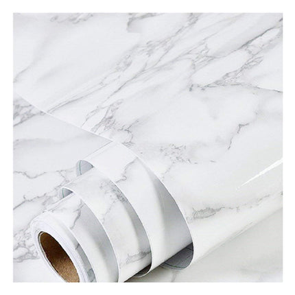 Glossy Marble Contact Paper White Peel and Stick for Countertop