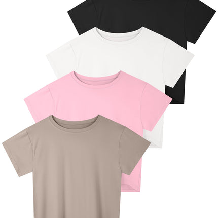 4/6 Pack Women's Crop Top Short Sleeve Athletic Workout Loose Fit