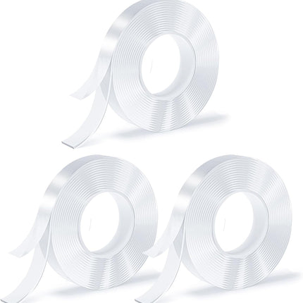 Double-Sided Transparent Nano Adhesive Tape, Removable Washable Reusable, 3m Roll