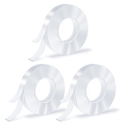 3 Rolls Double Sided Tape, Nano Tape, Transparent Adhesive Tape, Traceless Adhesive Tape, Removable, Washable, Reusable, Suitable for Carpets, Photo Walls, 9.8 Feet Per Roll