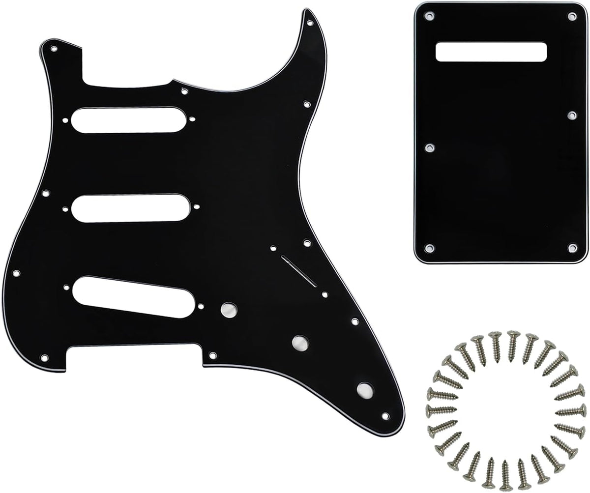 SSS 11 Holes Strat Electric Guitar Pickguard and BackPlate Set for Fender USA/Mexican Made Standard Stratocaster Modern