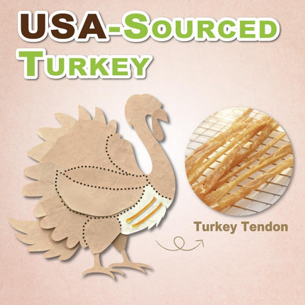 A Freschi srl Turkey Tendons for Dogs, USA-Sourced, Healthy Dog Treats, Rawhide-Free Puppy Chews, Long Lasting, All Natural, Hypoallergenic Dog Treats for Small Breeds, 8 oz Pack Bone (S)