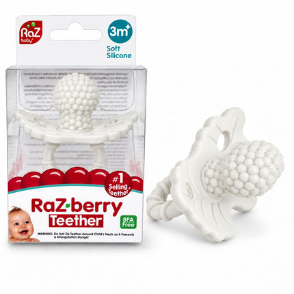 Silicone Teether Pacifier – Teething Relief for Infants, Food-Grade, BPA-Free, Hands-Free, Natural Berrybumps Fruit Texture for Sensory Development, Freezable, 2-Pack - Red & Blue