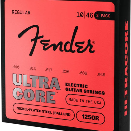 1250 Ultracore Guitar Strings, Nickel Plated Steel, Ball End, 1250R Gauges .010-.046, (6) 3-Pack