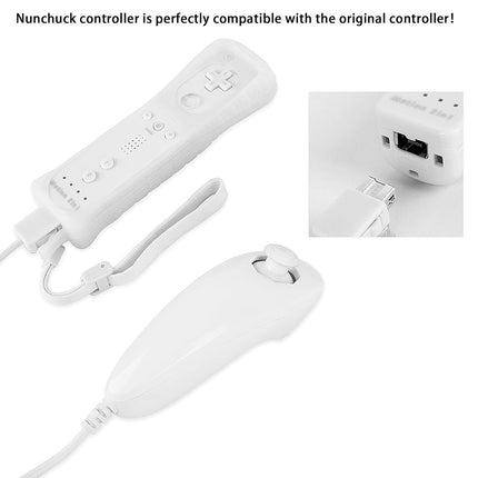 SWeien Wii Nunchuck Controller, 2 Packs Nunchuck Controller Replacement Joystick Gamepad Compatible with Nintendo Wii & Wii U Console (Black + White)