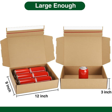 Shipping-Boxes-12x9x3 Inches: 25 Pack-Self-Seal-Cardboard-Boxes-for-Packaging, Brown-Shipping-Boxes-for-Packing-Small-Business, Corrugated Box Mailers for Book Shoes Gift Mailing