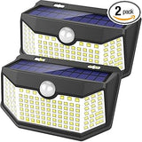 HMCITY 120 LED Solar Motion Sensor Outdoor Wall Lights 2 Pack