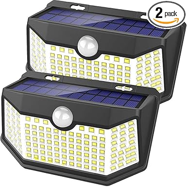 HMCITY 120 LED solar wall light with motion sensor activated bright illumination