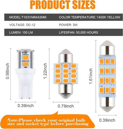 24 Pieces Dome Light LED Car Interior Bulb Kit Set 194 T10 DE3175 578 31mm 42mm Bulbs Interior - photo 2