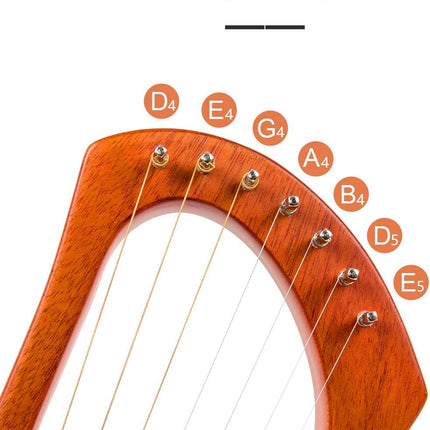 7 String Lyre Harp, AKLOT 7 Metal Strings Lye Harp Bone Saddle Mahogany with Tuning Wrench and Black Gig Bag
