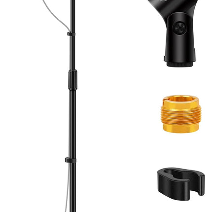 Mic Stand, Microphone Stand Floor Detachable Boom Mic Arm Stands with Weighted Round Base, Height Adjustable from 34" to 60" for Blue Yeti HyperX QuadCast Shure SM58 Samson Q2U Fifine K669B