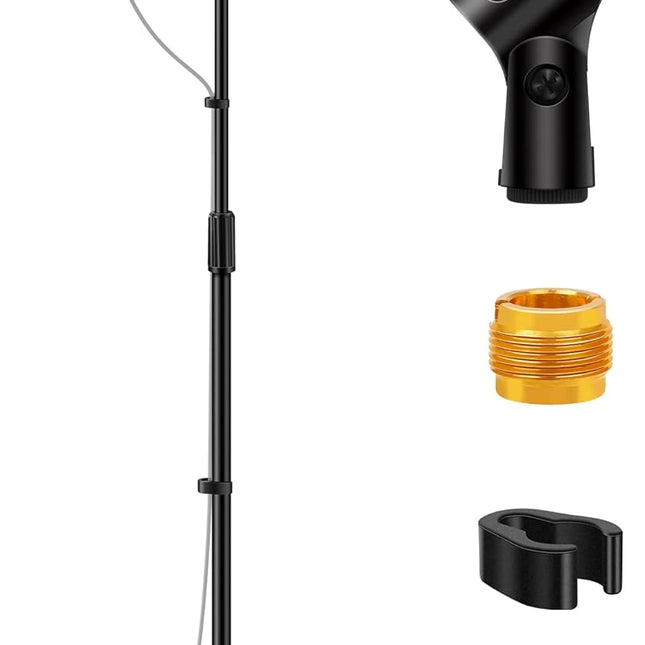Mic Stand, Microphone Stand Floor Detachable Boom Mic Arm Stands with Weighted Round Base, Height Adjustable from 34"