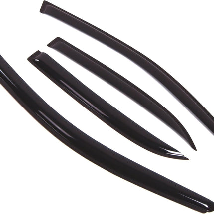 TuningPros Outside Mount Window Vent Visors Rain Guards Compatible with Mitsubishi Lancer 2001-2006 | Side Window Wind Deflectors Rain Shields | Black Tinted, 4 Pcs Set, BGWV-323