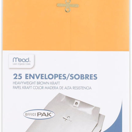 Mead Envelopes, 6" x 9", Clasp Closure, Brown Kraft All-Purpose 24-lb Paper Mailing Envelopes, 25 Count (76018)