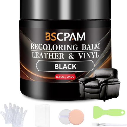 Black Leather Recoloring Balm,Leather Couch Scratch/Stain Remover,Leather Repair kit for Vinyl Furniture and Car Interior,Leather Dye Paint for Scratched and Faded Leather Couches