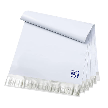 100 pcs 10x13 Inches White x Silver Poly Mailers Shipping Envelopes, Strong Adhesive Sealing, Waterproof, and Tear-resistant Postal Mailing Bags for Clothing, Books, and Accessories