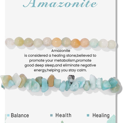 Healing Crystal Bracelets for Women 2 PCS 6mm Natural Stone Bracelet Stretch Crystal Beaded Bracelets Handmade Gemstone Bracelet Jewelry Gifts Christmas Gifts for Women Girls