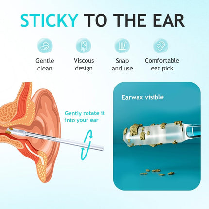 Sticky Ear Cleaning Stick for Adults, Reusable Sticky Ear Cleaner Picks, Gentle Soft Ear Care Cleaning Sticks with Dust Cover (S, 24)