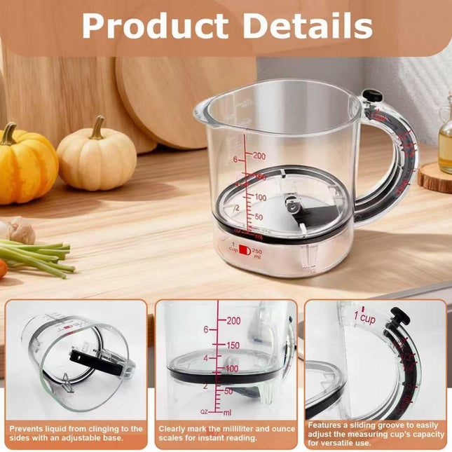 4-in-1 Adjustable Measuring Cup - measurements