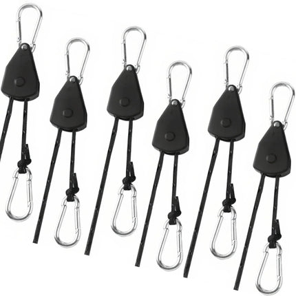 15ft Rope Rollers 6 Pcs Ratchet Straps Rope Tie Down Cam Jam 1/8in