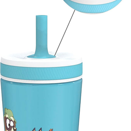 Zak Designs Bluey Kelso Toddler Cups For Travel or At Home, 12oz Vacuum Insulated Stainless Steel Sippy Cup With Leak-Proof Design is Perfect For Kids (Bluey, Bingo, Grandad Mort)