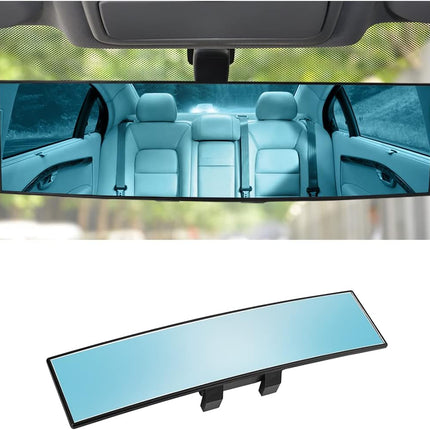 Car Rearview Mirror, 12 Inch Panoramic Wide Angle Anti-Glare, Clip on Auto Rear View Mirror, HD Clear Convex Surface, Car Interior Accessories Universal for SUV, Truck, Van, Vehicles (Blue)