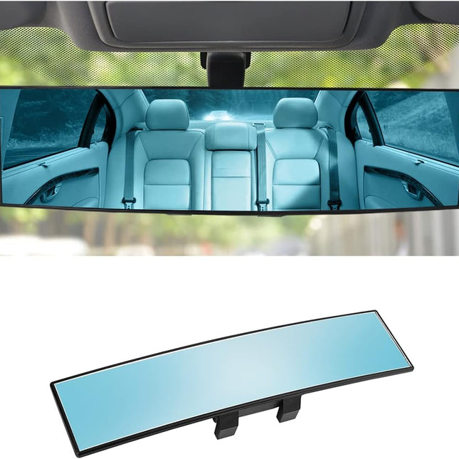 Car Rearview Mirror, 12 Inch Panoramic Wide Angle Anti-Glare, Clip on Auto Rear View Mirror, HD Clear Convex Surface
