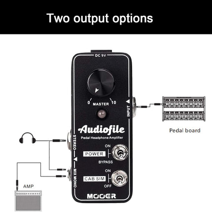 MOOER Micro Guitar Pedal Audiofile Headphone Amp Analog, Access to Effects Circuits, Buffer/Clean Boost for Electric Guitar/Bass