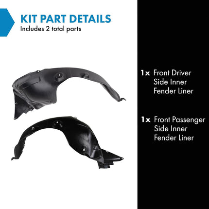 TRQ Front Inner Fender Liner Set Compatible with 2011-2013 Kia Optima KI1248126 KI1249126