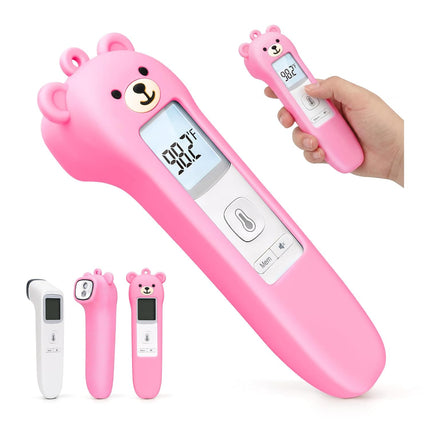 Bear Silicone Case Compatible with GoodBaby Thermometer for Adults and Kids, Cute Cartoon Thermometer Protective Case, Help Restless Baby Temperature, for Travel, Home and Outdoor (Pink)