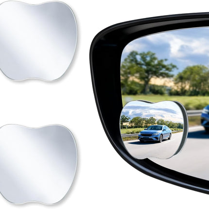 LivTee Blind Spot Mirrors, Apple-Shaped HD Glass Frameless Convex Rear View Mirrors, Wide Angle Adjustable Stick for Side Mirror, Automotive Exterior Accessories for Car, SUV & Trucks, Pack of 2