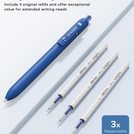 GX3 Blue Gel Pens, 6Pcs Quick Dry Smooth Writing Pen with 3 Refills