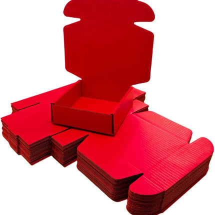 50 Pcs 4.7 x 4.7 x 1.6 Inches Mini Size Corrugated Cardboard Gift Boxes Recyclable Shipping Boxes for Packing Jewelry Ornament Gift Craft Packaging Supplier (Red)