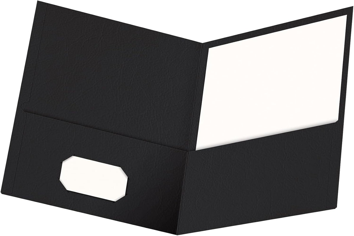 Black Twin-Pocket Letter Folders, Textured Paper, 100-Sheet Capacity, Box of 25 - photo 2