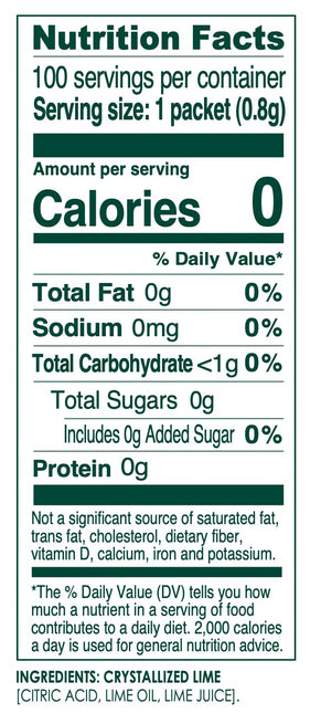 100ct (Pack of 1) - Water Enhancer - Bulk Dispenser - 0 Calorie Drink Mix Packets For Water - Sugar Free Lime Flavoring Powder Packets