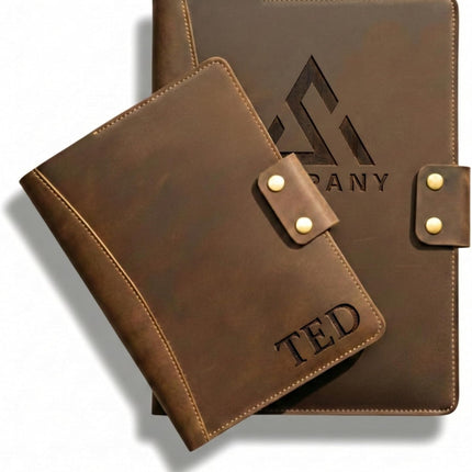 Personalized Leather Portfolio for Men, Women - Custom Business & Organizer A4 A5 Document Binder, Journal for Coworker, Employee, Gift for Him, Her, Students, Graduation, Mother’s Day, Office Gifts