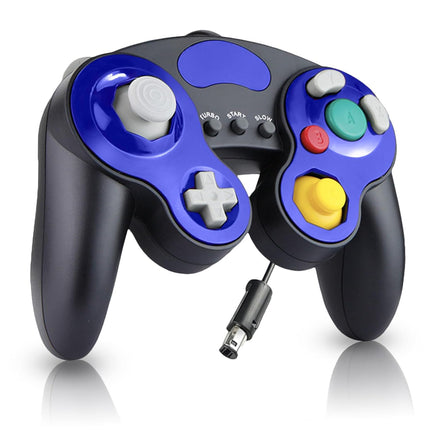 YSDZSW Upgraded GameCube Controller with TURBO Function, Classic Wired Controller for Wii/GameCube (Black-Blue)
