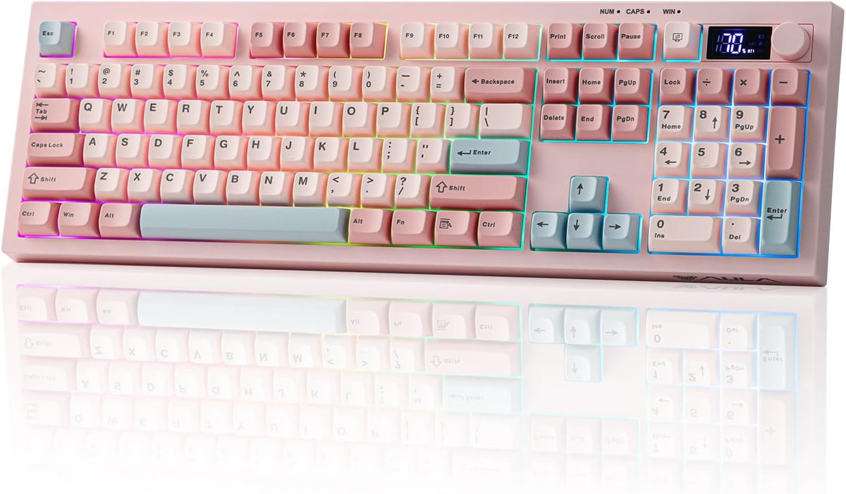 Pink Membrane Gaming Keyboard with TFT Screen, Volume Knob & Number Pad
