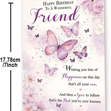 Birthday Card for Friend, Best Friend Birthday Card, Birthday Gifts for Bestfriend, Beautiful Butterfly Floral Greeting Card for Female Friend