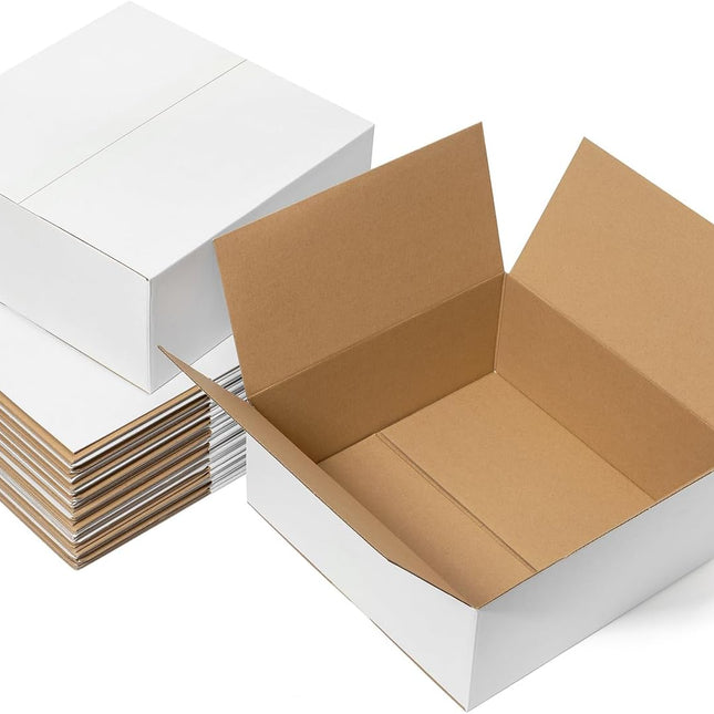 12x12x5" White Corrugated Shipping Boxes, 25 Pack